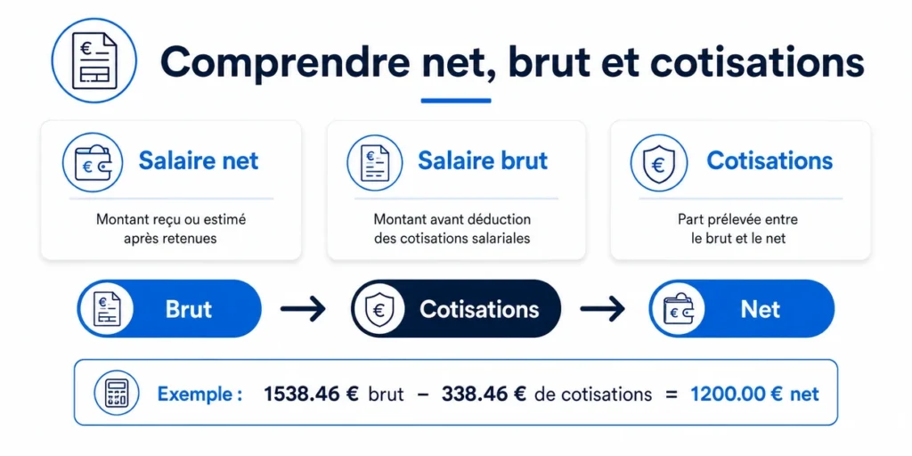 Différence entre salaire net salaire brut et cotisations salariales