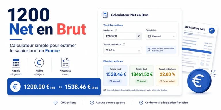 Calculateur 1200 net en brut avec estimation du salaire brut en France