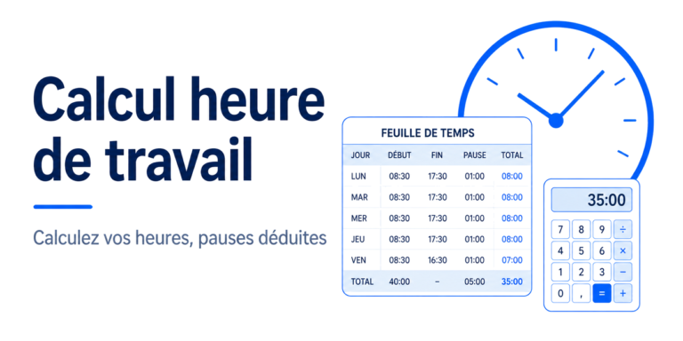 Calcul heure de travail avec feuille de temps et horloge