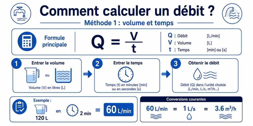 Comment calculer un débit avec le volume et le temps
