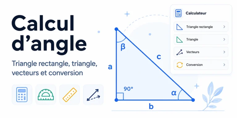 Calcul d’angle avec triangle rectangle, vecteurs et conversion d’angles