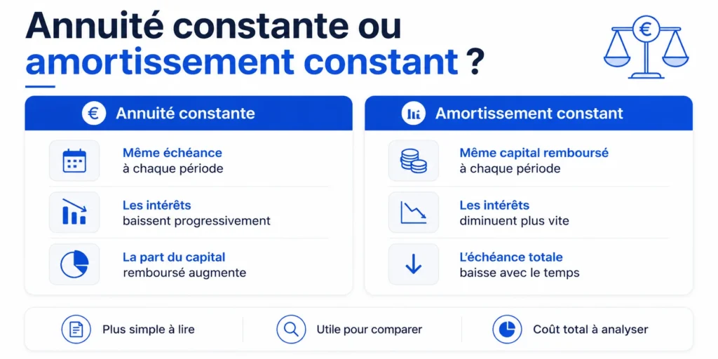 Différence entre annuité constante et amortissement constant