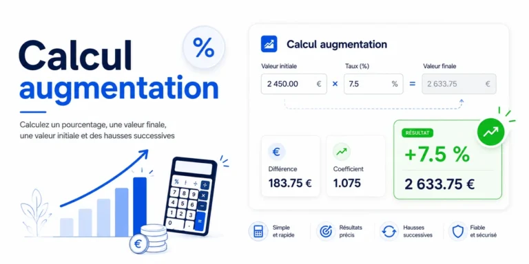 Calcul augmentation en pourcentage avec valeur initiale, taux et valeur finale
