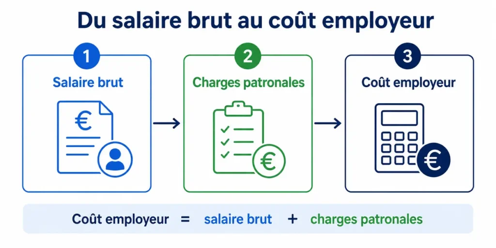 Du salaire brut aux charges patronales puis au coût total employeur