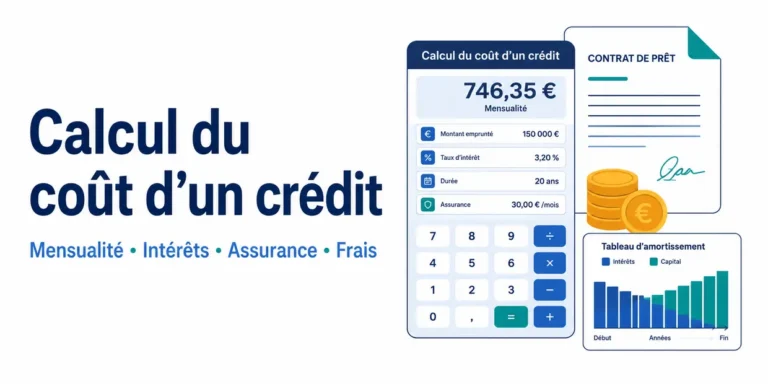 Calcul du coût d’un crédit avec mensualité, intérêts, assurance et frais