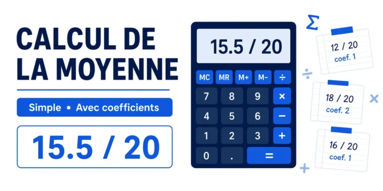 Calcul de la moyenne simple et avec coefficients sur 20