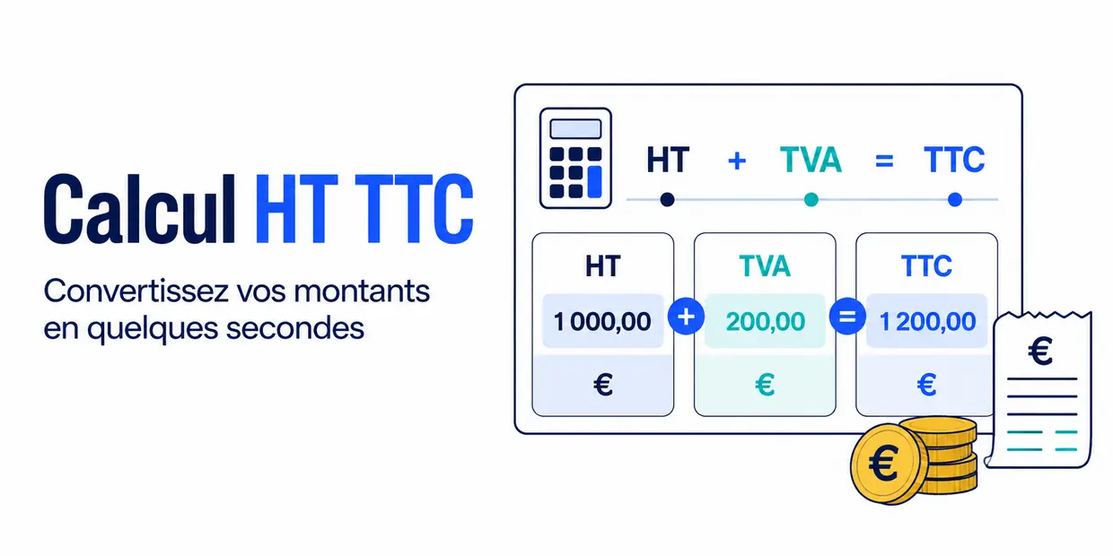 Calcul HT TTC avec détail du montant HT, de la TVA et du prix TTC