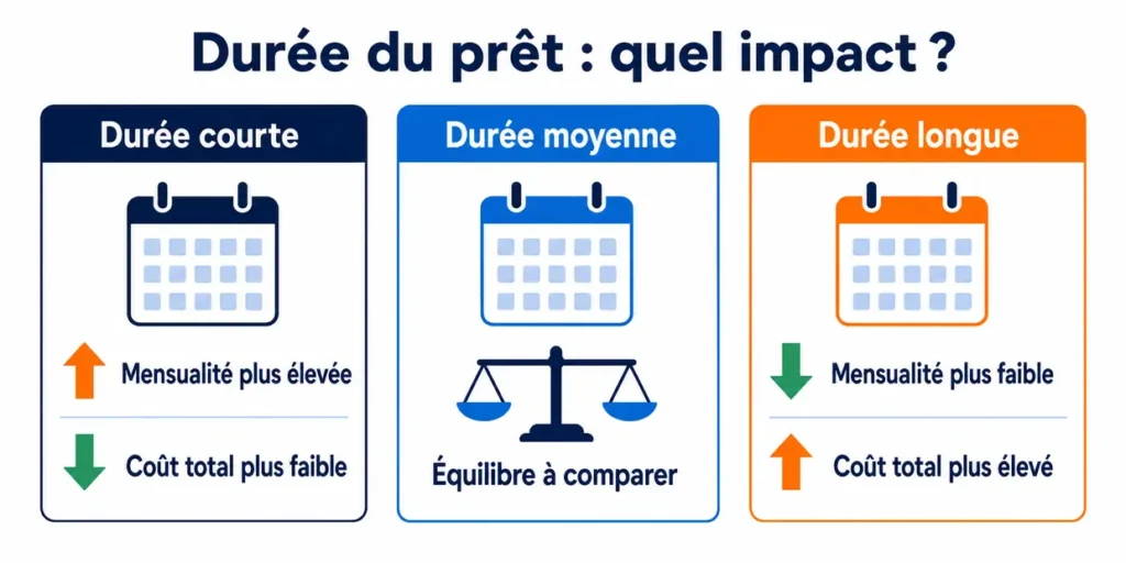 Impact de la durée du prêt sur la mensualité et le coût total du crédit