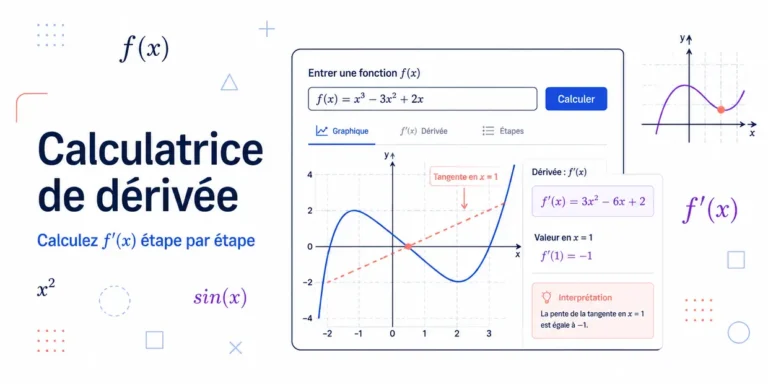 Calculatrice de dérivée avec graphique de fonction, tangente et résultat étape par étape