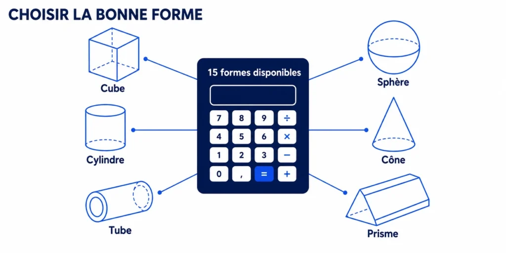 Choisir une forme géométrique dans le calculateur m³