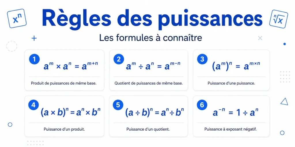 Comprendre une puissance avec la base, l’exposant et des exemples simples