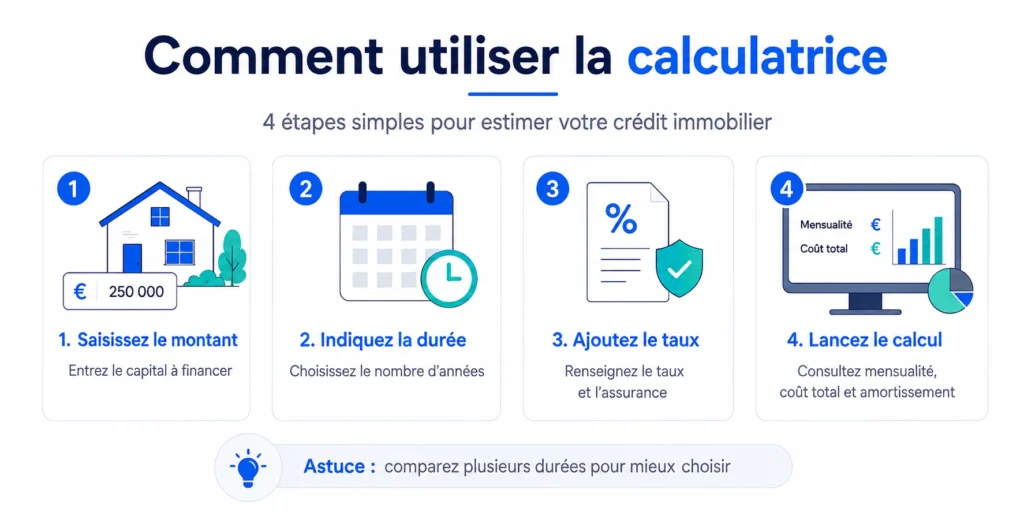 Étapes pour utiliser la calculatrice crédit immobilier et obtenir une estimation du prêt
