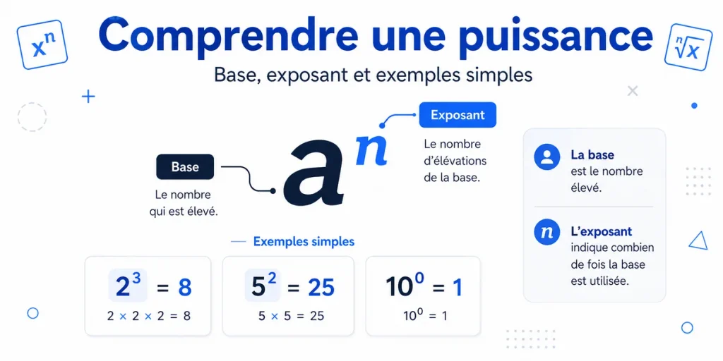 Règles des puissances avec les principales formules de calcul