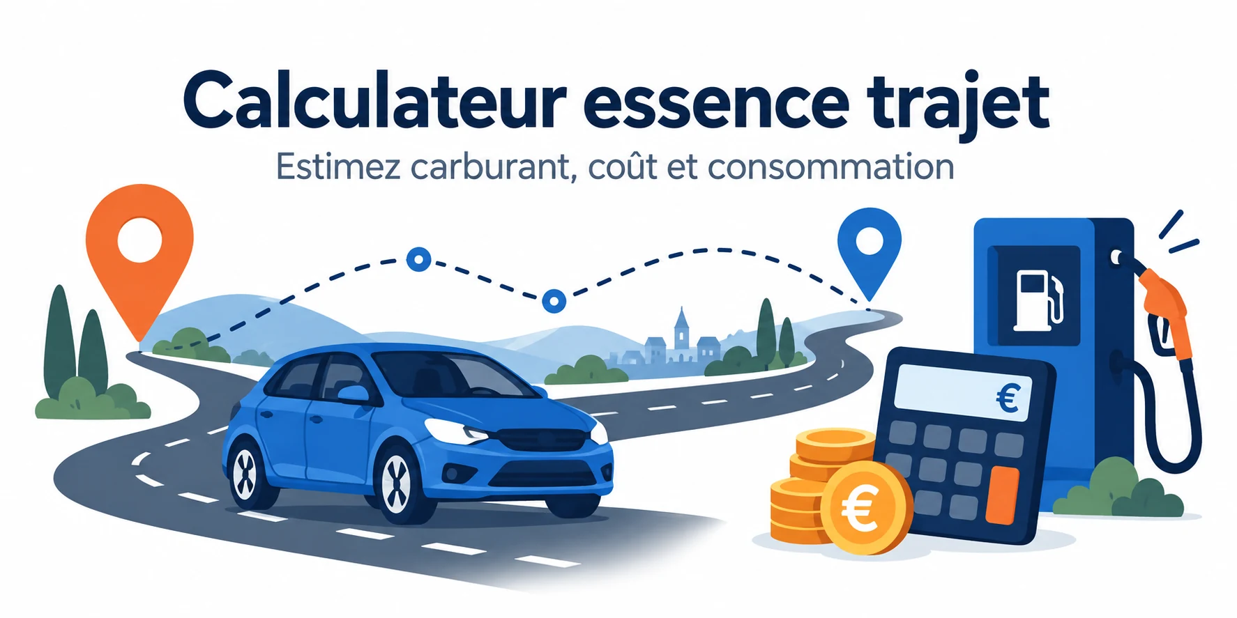 Calculateur essence trajet pour estimer le carburant, le coût et la consommation