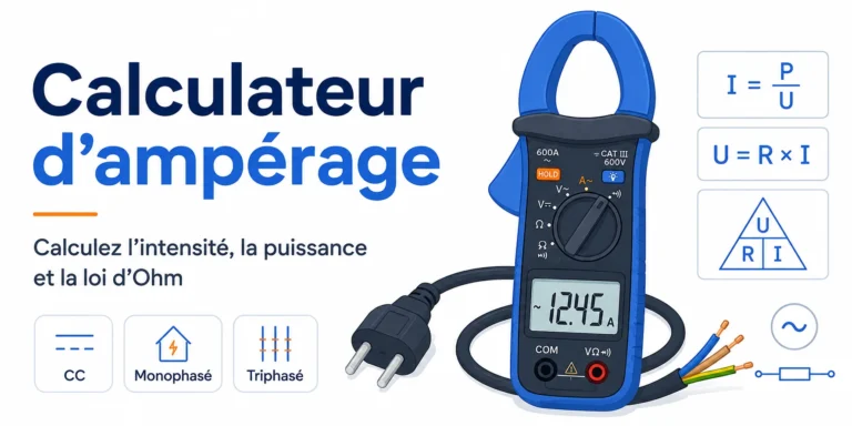 Calculateur d’ampérage avec pince ampèremétrique et principales formules électriques