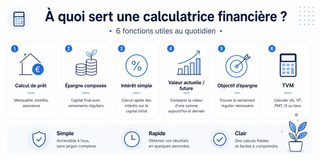 Les six fonctions principales d’une calculatrice financière