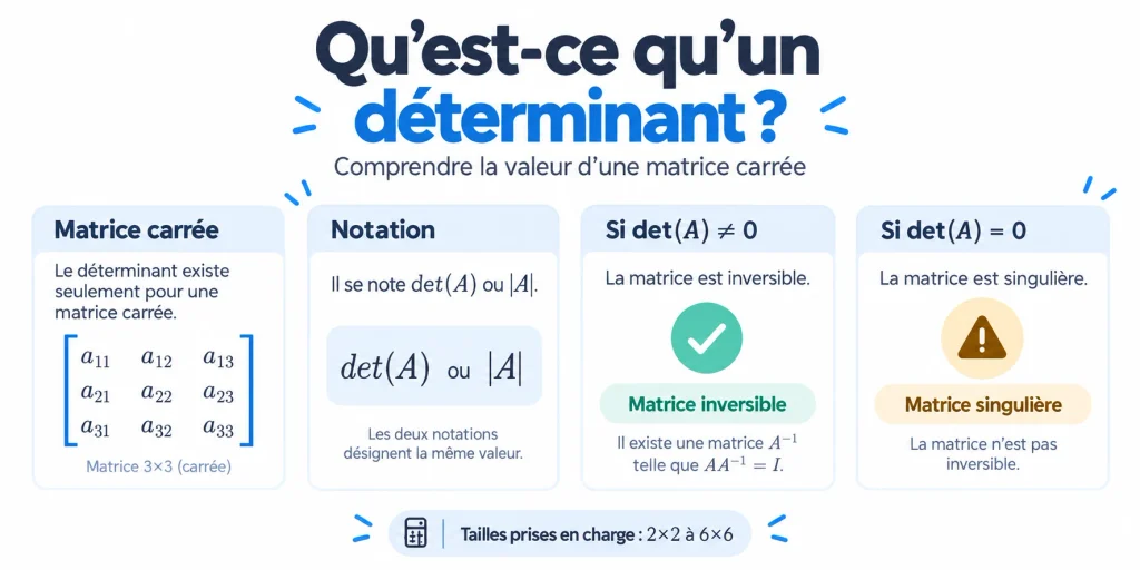 Qu’est-ce qu’un déterminant et différence entre matrice inversible et singulière
